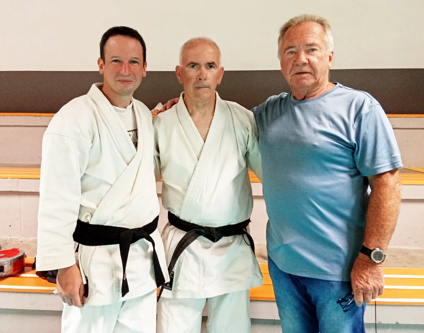 Arnaud Gauthier, Yvan Murez, Alain Jégou - fin d'épreuve du 5e dan pour Yvan à Fouesnant (29), le 06 juin 2026